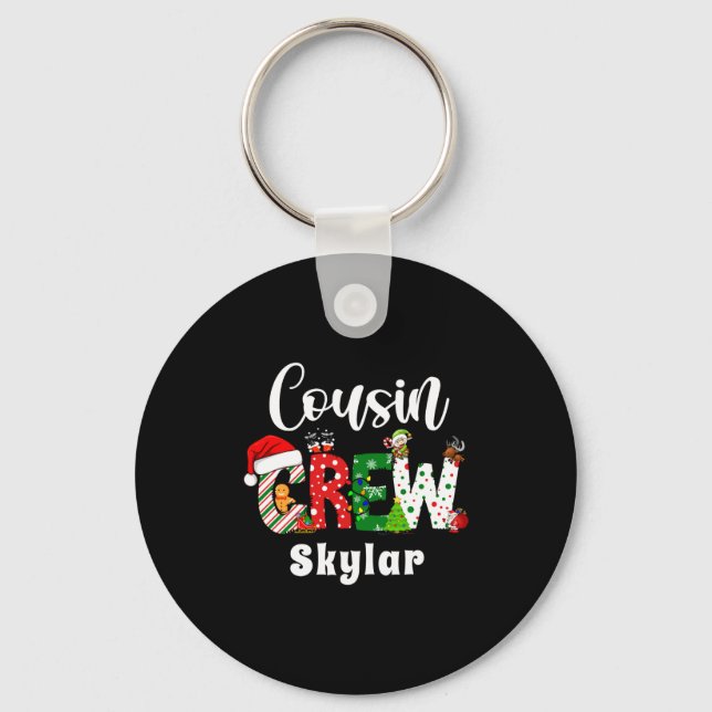 Red Cousin Crew Christmas Retro  Keychain (Front)