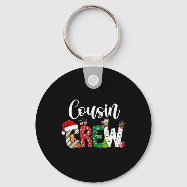 Red Cousin Crew Christmas Retro  Keychain (Front)