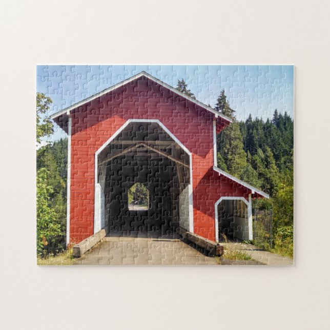 RED COVERED BRIDGE JIGSAW PUZZLE (Horizontal)