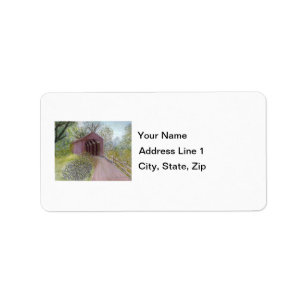 Red Covered Bridge Label