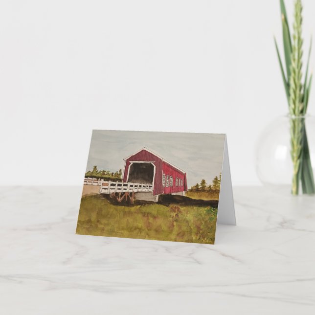 RED COVERED BRIDGE NOTE CARD (Front)