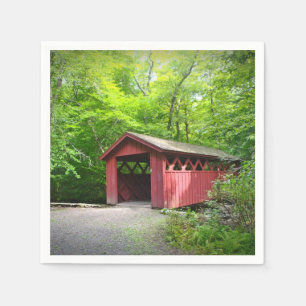 Red Covered Bridge Paper Napkin
