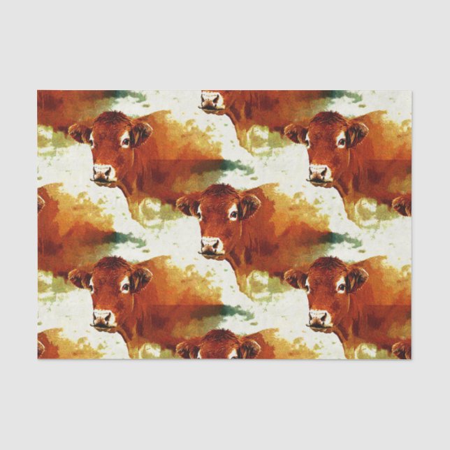 Red Cow Painting Tissue Paper (Front)