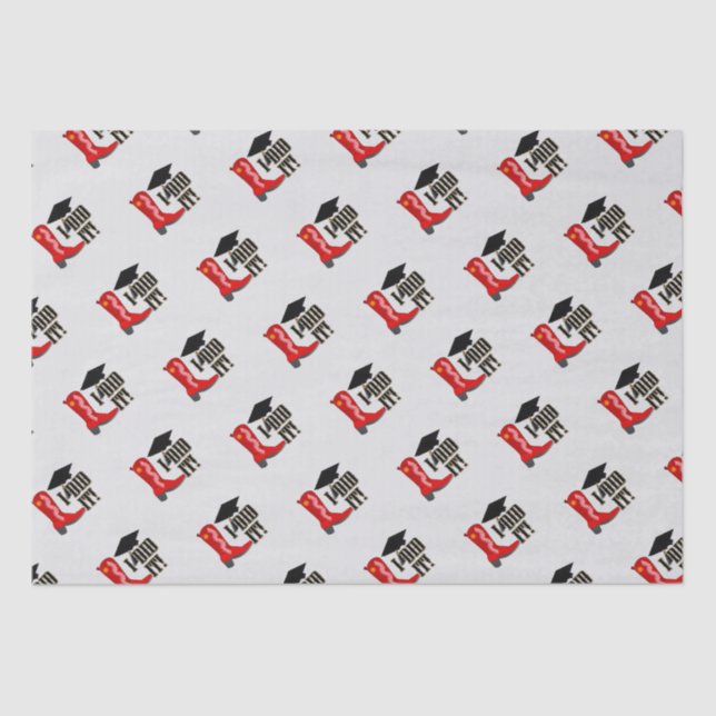 Red Cowboy Boot Grad Cap and Diploma Graduation  Tissue Paper (Front)
