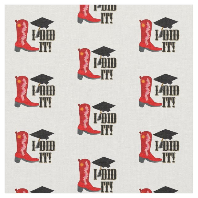Red Cowboy Boot Graduation Fabric (Close Up)