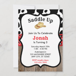 Red Cowboy Rodeo Birthday Invitation