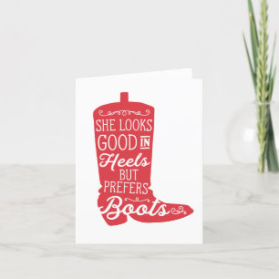 Red Cowgirl Boots & Heels Humour Greeting Thank You Card