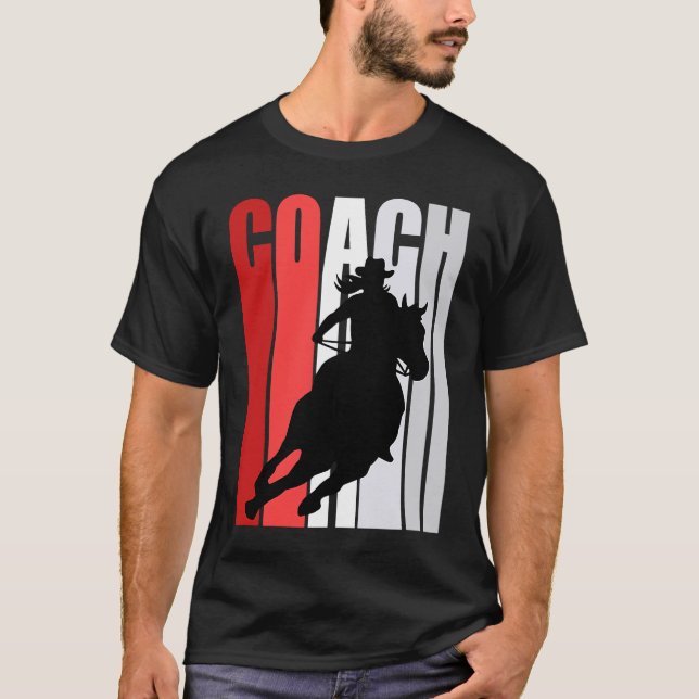Red Cowgirl Coach Retro Barrel Racing Instructor H T-Shirt (Front)