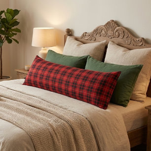 Red cozy Christmas plaid  Body Pillow