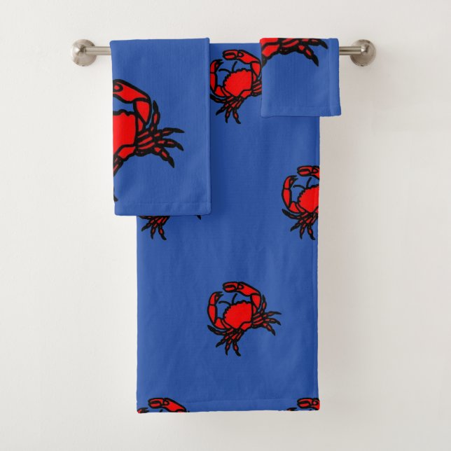 Red Crab Bath Towel Set (Insitu)