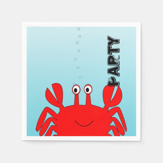 Red Crab Beach Party Birthday or Open House Napkin (Front)