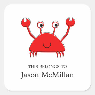 Red Crab Bookplates    I.D. Labels