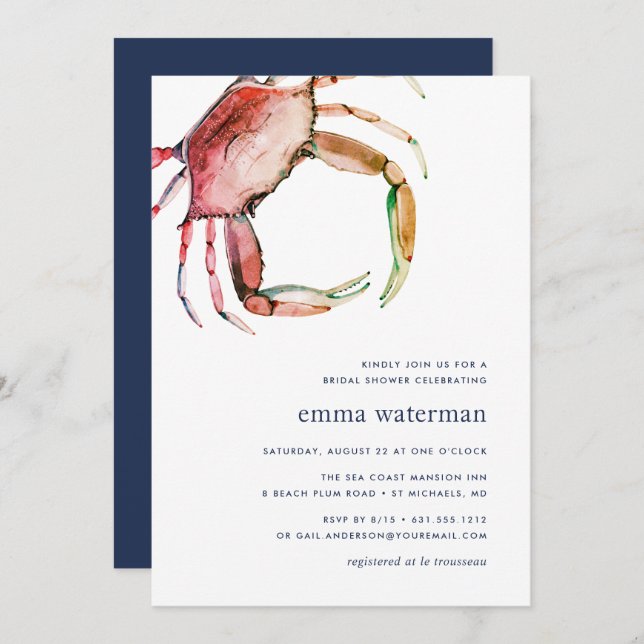 Red Crab Bridal Shower Invitation (Front/Back)