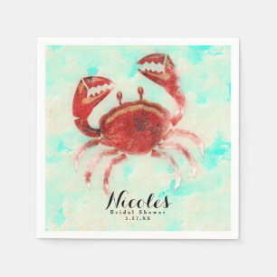 Red Crab Elegant Beach Engagement Custom Party Napkin