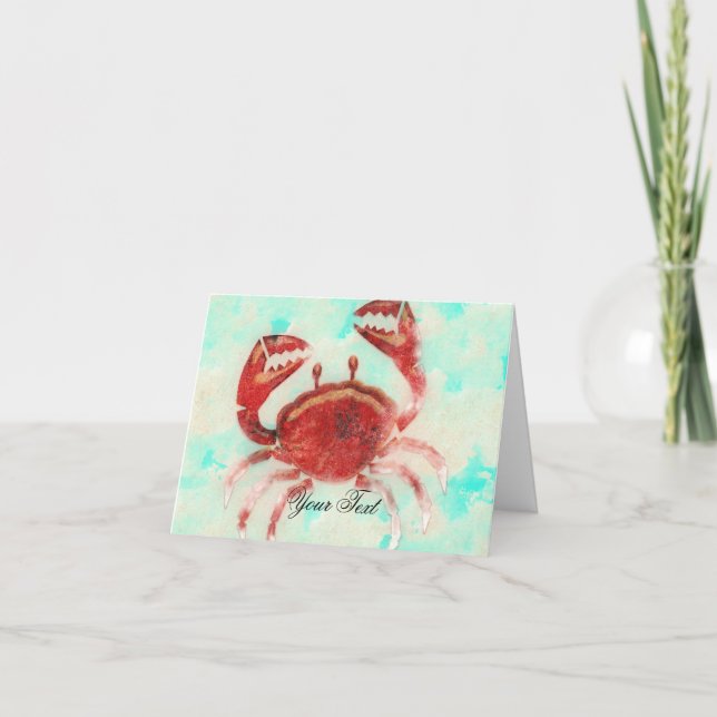 Red Crab Elegant Beach Engagement Thank You (Front)