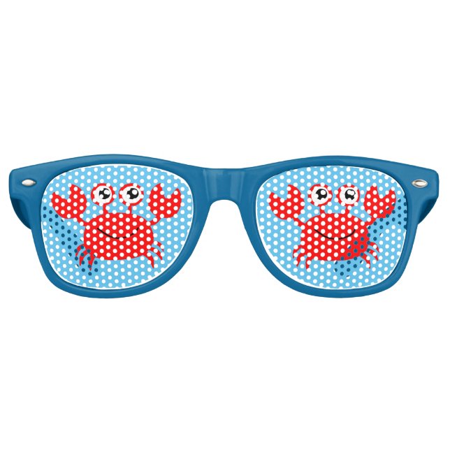 Red Crab Happy Beach Vacation Retro Sunglasses (Front)