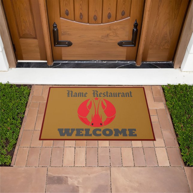 Red Crab Lobster restaurant Welcome Shop Personali Doormat (Outdoor)