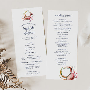 Red Crab Nautical Wedding Ceremony Program
