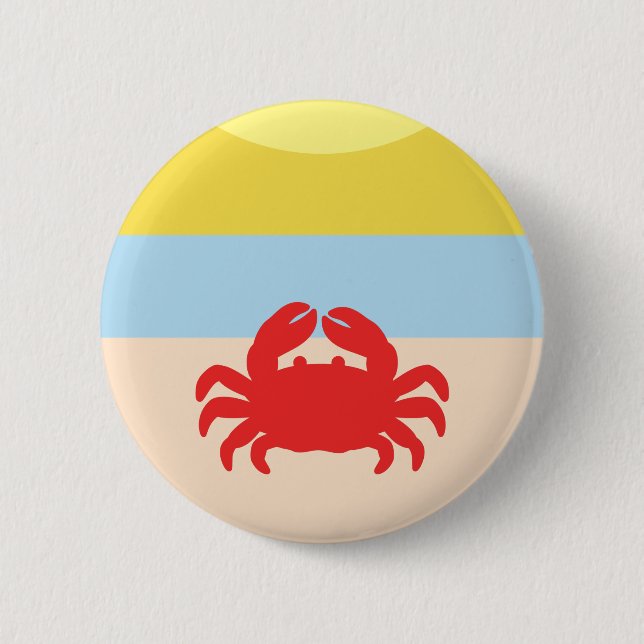 Red Crab on Sunny Beach 2 Inch Round Button (Front)