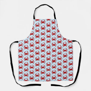 Red Crab Painting Nautical Pattern All Over Apron