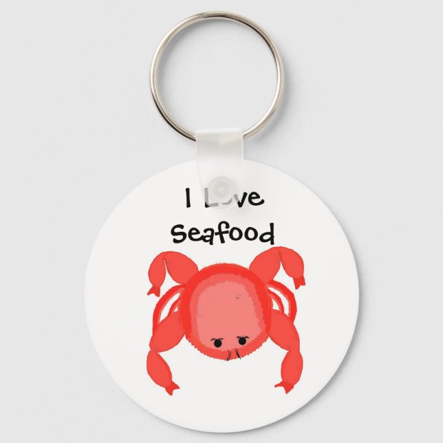 Red Crab Seafood Design Keychain (Front)