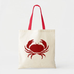 Red crab tote bags