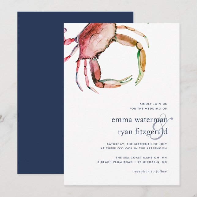 Red Crab Wedding Invitation (Front/Back)