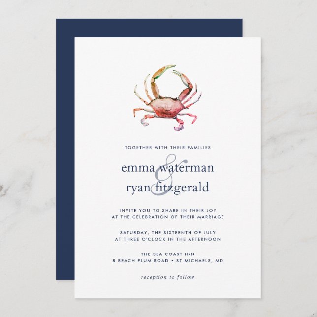 Red Crab Wedding Invitation (Front/Back)