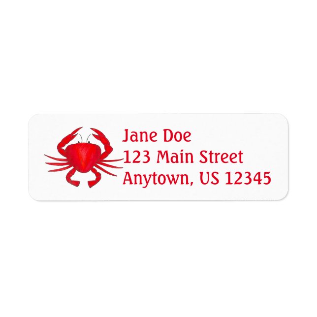 Red Crabs Maryland Crab Beach Ocean Labels (Front)