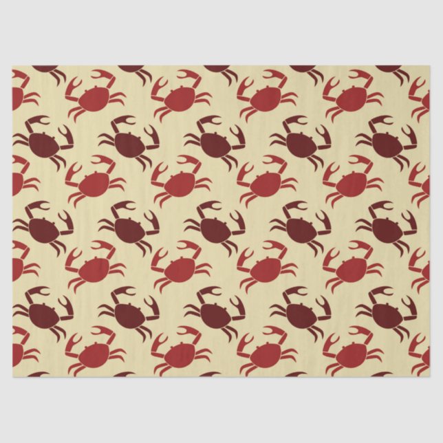 Red Crabs on Cream Decoupage Tissue Paper (Front)