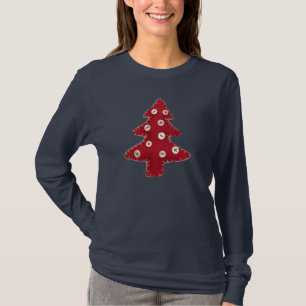 Red Craft Christmas Trees and Buttons T-Shirt