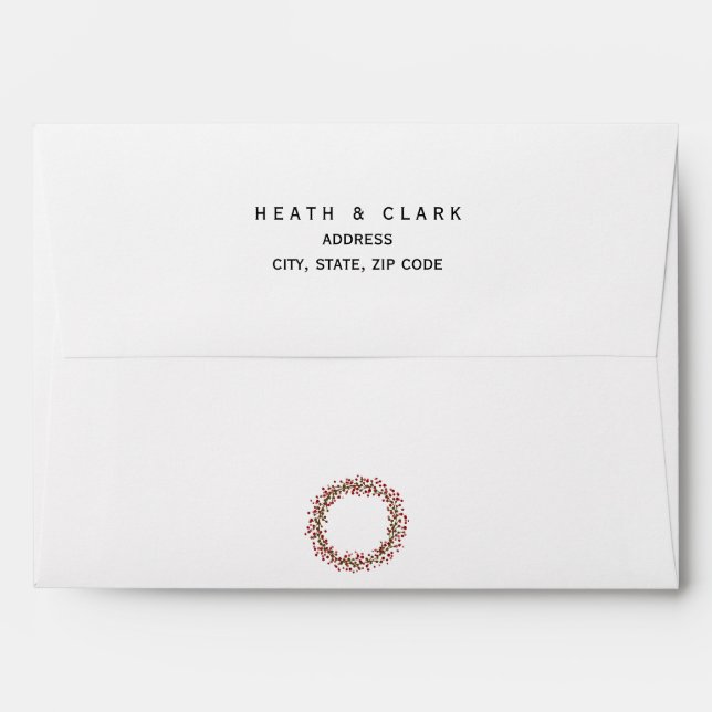 Red Cranberry Wreath Invite/Save the Date Envelope (Back (Top Flap))