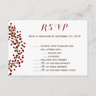 Red Cranberry Wreath R.S.V.P. RSVP Card