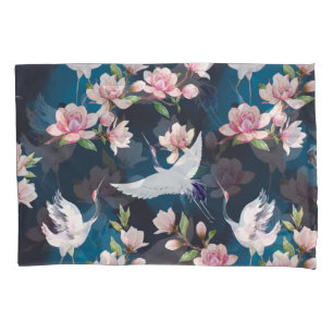 Red Crane Magnolia: Japanese Watercolor. Pillowcase