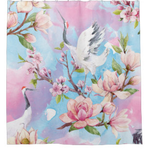 Red Crane Watercolor Japanese Motif