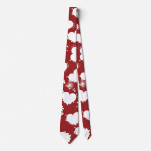 Red Cravate White emo Hearts