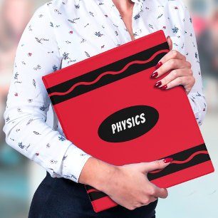 Red Crayon Physics Class Student School Subject Binder
