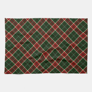 Red, Cream and Green Christmas Plaid Pattern Kitchen Towel