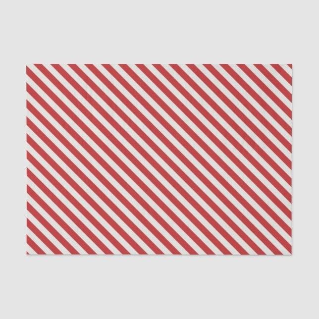 Red & Cream Beige White Stripe Christmas Holiday  Tissue Paper (Front)