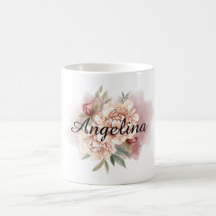 Red Cream Floral Coffee Mug