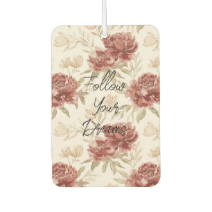 Red Cream Flowers Gold Glitter Air Freshener