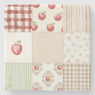 Red Cream Green Apples Stone Coaster