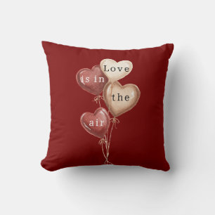 Red Cream Heart Balloons Love in the air Throw Pillow
