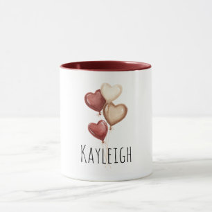 Red Cream Heart Balloons Mug