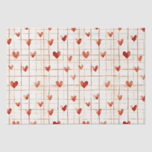 Red Cream Hearts Abstract Tissue Paper