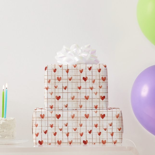 Red Cream Hearts Abstract Wrapping Paper (Party Gifts)