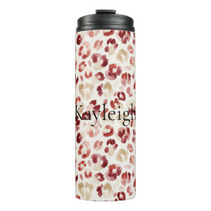 Red Cream Leopard Animal Print Thermal Tumbler