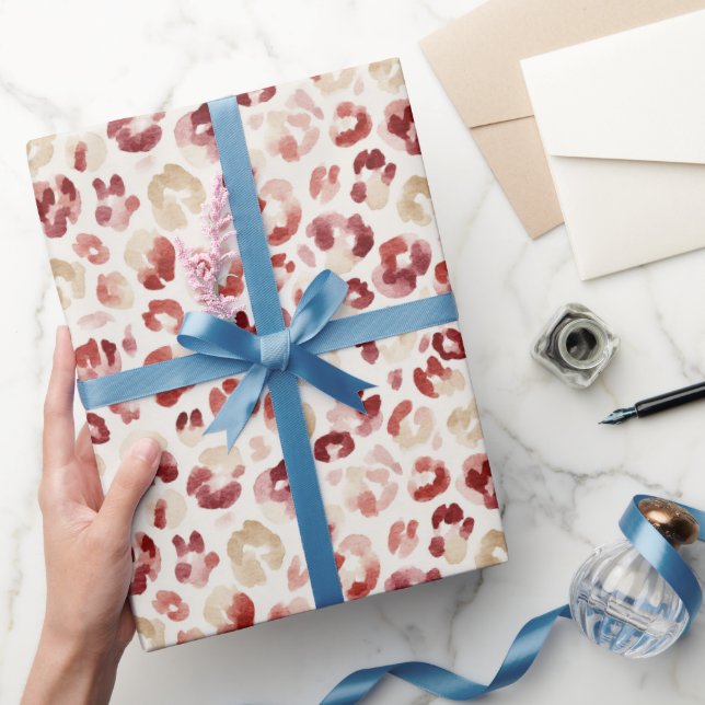 Red Cream Leopard Animal Print Wrapping Paper (Gifting)