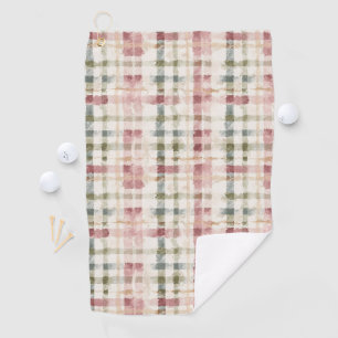 Red Cream Plaid Stripes  Golf Towel