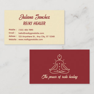 Red Cream Simple Reiki Business Card